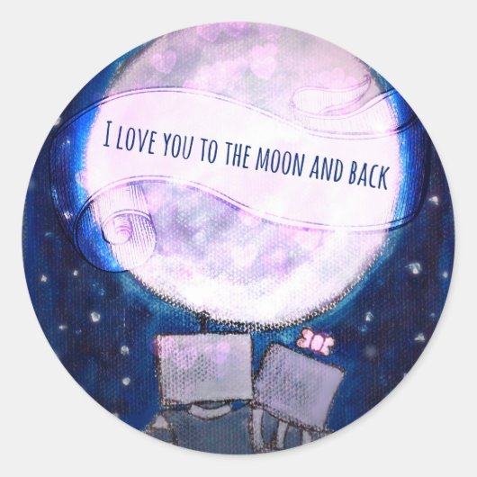 Ich Liebe Sie zu den Mond & Back Robotern Runder Aufkleber (Vorderseite)