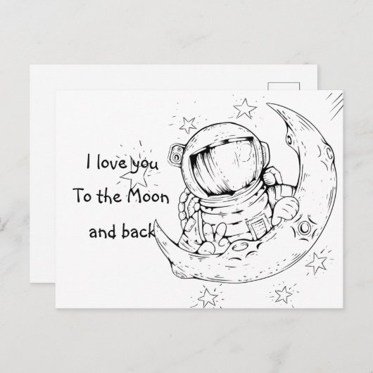 Ich Liebe Sie zum Mond / Astronaut / Liebe Postkarte (Vorne/Hinten)