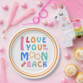 Ich Liebe Sie zum Mond und zur Rückseite des Rundp Pappteller (Party)