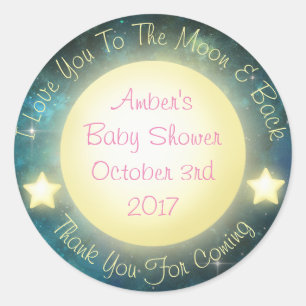 Ich Liebe Sie zum Mond und zurück Babyaufkleber Runder Aufkleber