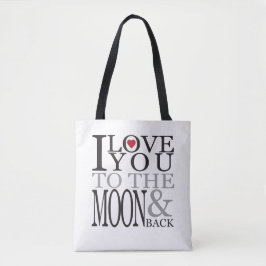 Ich Liebe Sie zum Mond und zurück Herz Schwarz und Tasche