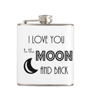 Ich Liebe Sie zum Mond und zurück Schwarz-weiß mod Flachmann