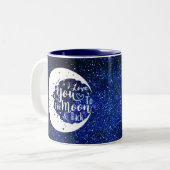 Ich Liebe Sie zum Mond und zurück - Universum Zweifarbige Tasse (Vorderseite Links)