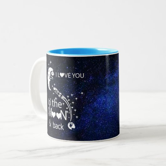 Ich Liebe Sie zum Mond und zurück - Universum Zweifarbige Tasse (Vorderseite Links)