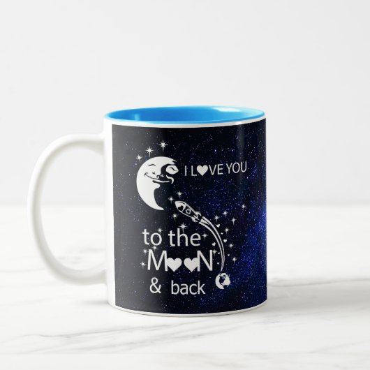 Ich Liebe Sie zum Mond und zurück - Universum Zweifarbige Tasse (Links)