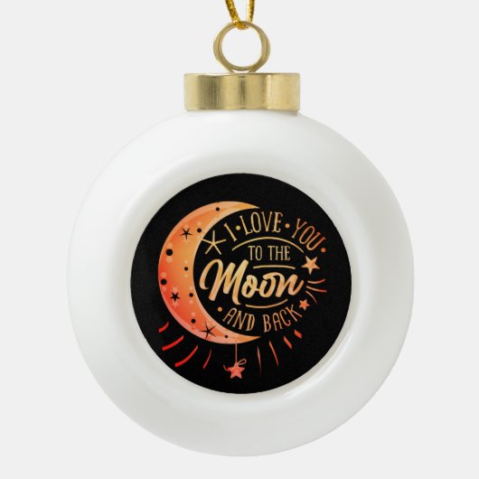 Ich Liebe Sie zum Mond zurück Schwarz Moderne Nied Keramik Kugel-Ornament (Vorderseite)