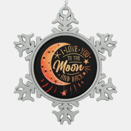 Ich Liebe Sie zum Mond zurück Schwarz Moderne Nied Schneeflocken Zinn-Ornament