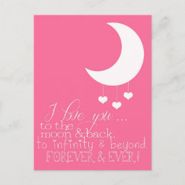 Ich Liebe Sie zur Mond & Rückseite Postkarte