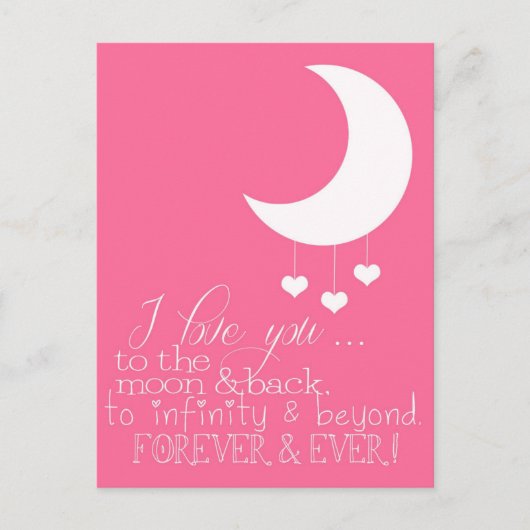 Ich Liebe Sie zur Mond & Rückseite Postkarte (Vorderseite)