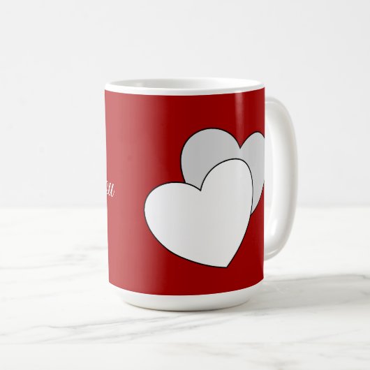 Ich Liebe Sie, zwei Lieben Herz rot Kaffeetasse (VorderseiteRechts)