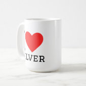 Ich liebe Silber Kaffeetasse (Vorderseite Links)
