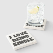 Ich Liebe Single Steinuntersetzer (Seitenansicht)