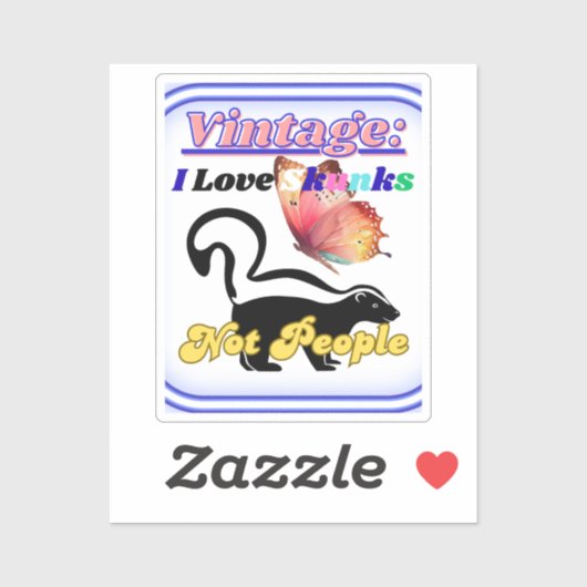 Ich liebe Skunks, nicht Menschen Aufkleber (Blatt)