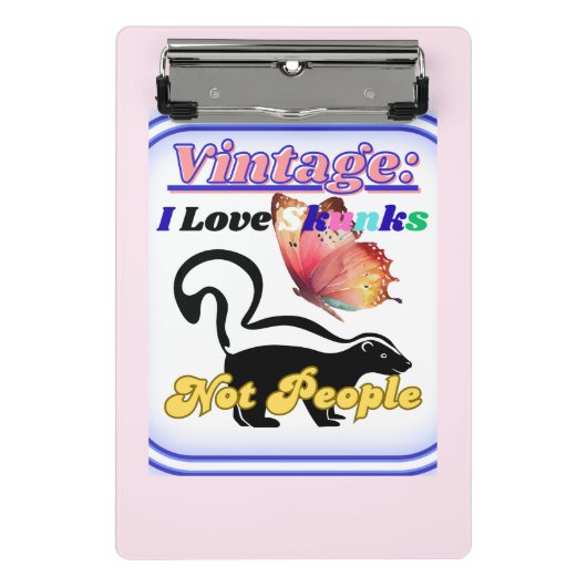 Ich liebe Skunks, nicht Menschen Mini Klemmbrett (Vorderseite)