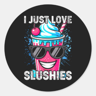 Ich liebe Slushies Kühl Macht Spaß Sommer Slushy G Runder Aufkleber