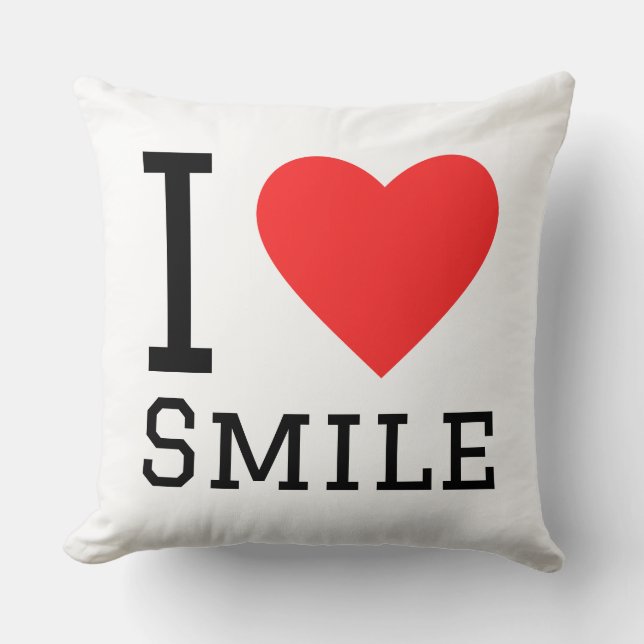 Ich liebe Smile Square Aufkleber Kissen (Vorderseite)