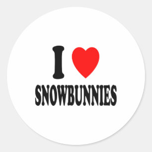 Ich liebe Snowbunnies Skifahren Snowboarden Att Runder Aufkleber