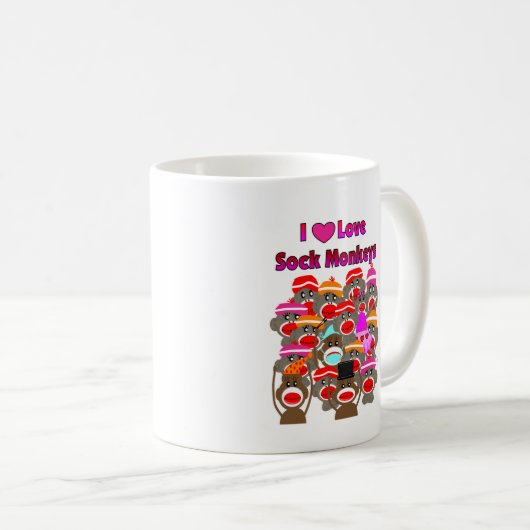 "ICH LIEBE-SOCKEN-AFFEN" Geschenke Kaffeetasse (VorderseiteRechts)