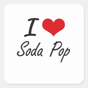 Ich liebe Soda Pop künstlerisches Design Quadratischer Aufkleber