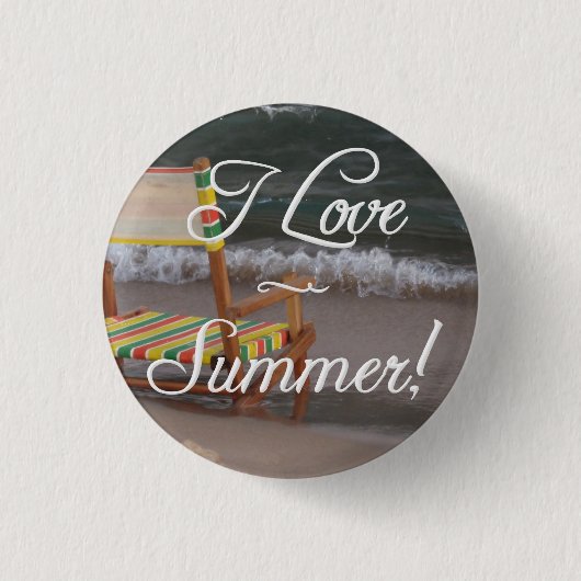 "Ich Liebe-Sommer-" Strand-Szenen-Knopf Button (Vorderseite)