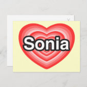 Ich Liebe Sonia. Ich Liebe dir Sonia. Herz Postkarte (Vorne/Hinten)