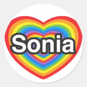 Ich Liebe Sonia. Ich Liebe dir Sonia. Herz Runder Aufkleber