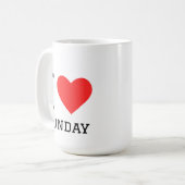 Ich liebe Sonntag Quadratischer Aufkleber Kaffeetasse (Vorderseite Links)