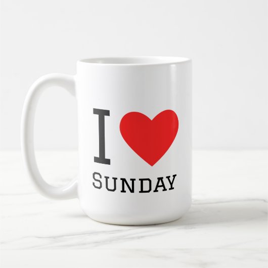 Ich liebe Sonntag Quadratischer Aufkleber Kaffeetasse (Links)