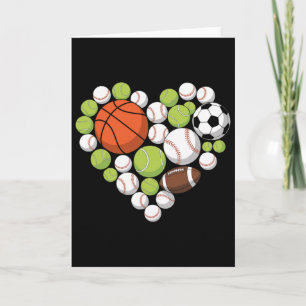 Ich liebe Sport Bysketbyll Footbyll Sport Fan Herz Karte