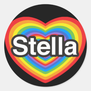 Ich liebe Stella. Ich liebe dich Stella. Herz Runder Aufkleber