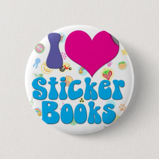 Ich liebe Stickerbücher! Button (Vorderseite)