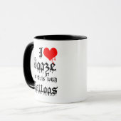 Ich Liebe Stiefel und Mädchen mit Tattoos Tasse (Vorderseite Links)