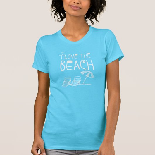 Ich Liebe Strand mit Sonnenschirm T-Shirt (Vorderseite)
