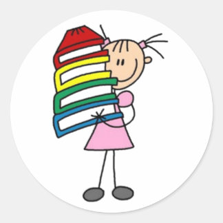 Ich Liebe Strichmännchen zu lesen Runder Aufkleber