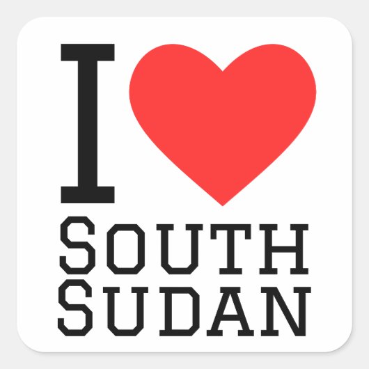 Ich Liebe Süd-Sudan Quadratischer Aufkleber (Vorderseite)