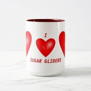 Ich liebe Sugar Glider Zweifarbige Tasse