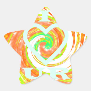 Ich liebe Surfen: Schöne Blumen mit cooler Textkun Stern-Aufkleber