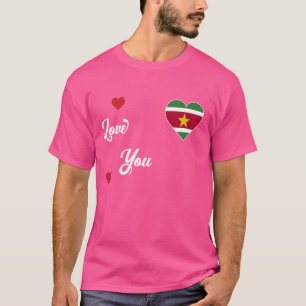Ich Liebe Suriname mit Suriname Flag im Herzen T-Shirt