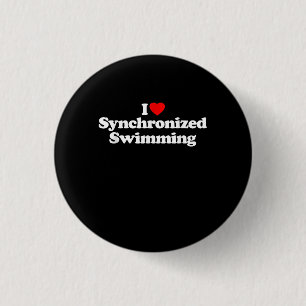 Ich liebe synchronisiertes Schwimmen Herz Souvenir Button