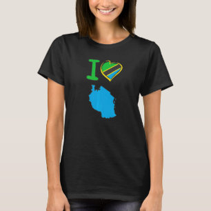 Ich liebe Tansania Tansanische Flagge in Form eine T-Shirt