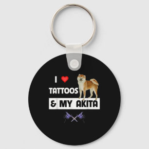 Ich Liebe Tattoos und mein Akita Hund tattooed Mam Schlüsselanhänger