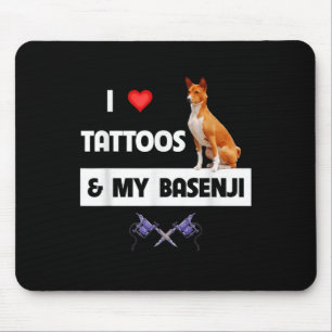 Ich Liebe Tattoos und mein Basenji Hund tattooed M Mousepad