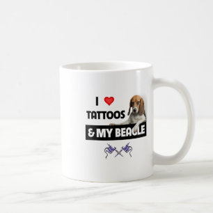 Ich Liebe Tattoos und mein Beagle Hund tattooed Ma Kaffeetasse
