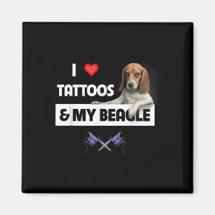 Ich Liebe Tattoos und mein Beagle Hund tattooed Ma Magnet