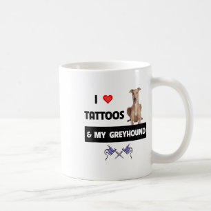 Ich Liebe Tattoos und mein Greyhound Racing Hund T Kaffeetasse