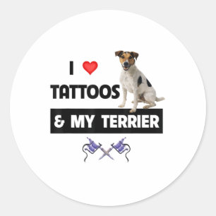 Ich Liebe Tattoos und mein Jack Russell Terrier Do Runder Aufkleber