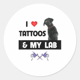 Ich Liebe Tattoos und mein Labrador Retriever Labr Runder Aufkleber