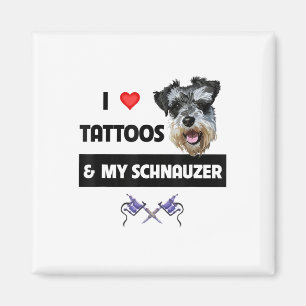 Ich Liebe Tattoos und mein Schnauzer Hund Mama Vat Magnet