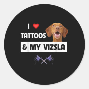 Ich Liebe Tattoos und mein Vizsla Hund Mama Vater Runder Aufkleber