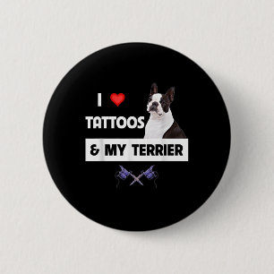 Ich Liebe Tattoos und meine Grenz-Collie Hund tatt Button
